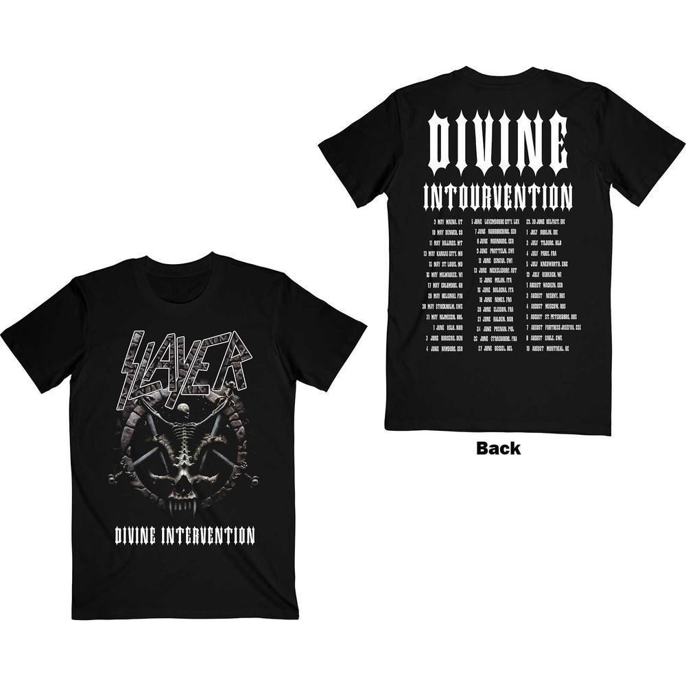 Slayer Unisex T-Shirt Divine Intervention 2014 Dates Back Printex Tour 2 Sided